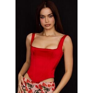 House of CB Rafa scarlet satin longline corset
